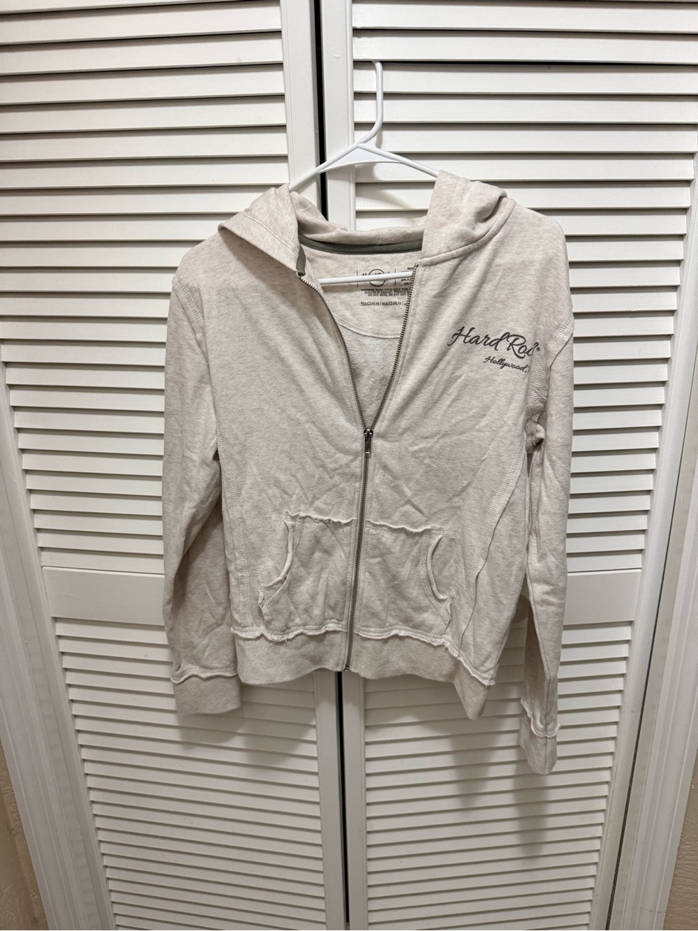 Hard Rock Cafe Light Beige gray Zip-Up Hoodie Sz small